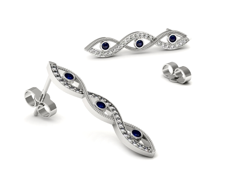 Kolczyki z szafirami i brylantami białe złoto - k16216bsz — zdjęcie 3