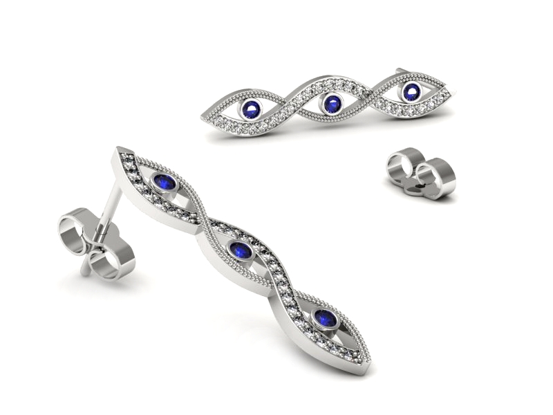 Kolczyki z szafirami i brylantami - k16216bszc — zdjęcie 3