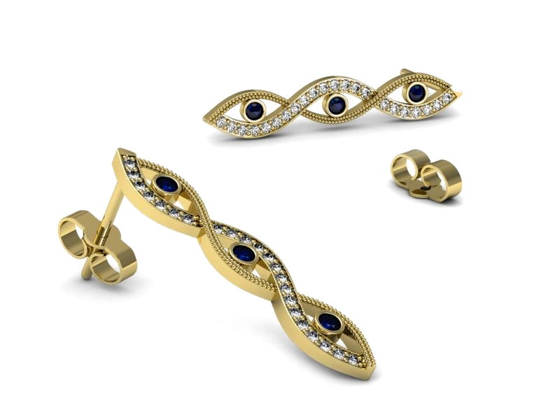Kolczyki z szafirami żółte złoto i brylantami - k16216zsz — zdjęcie 3