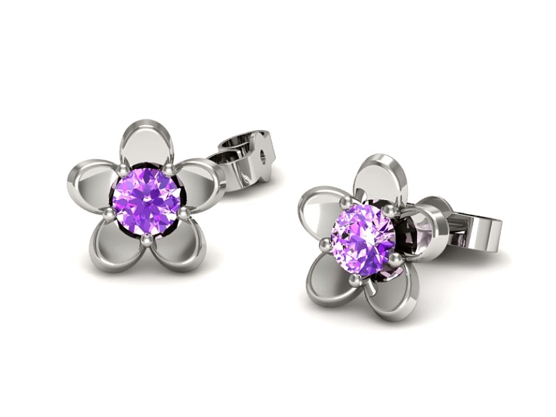 Złote kolczyki z ametystami białe złoto - k16218bat — zdjęcie 3