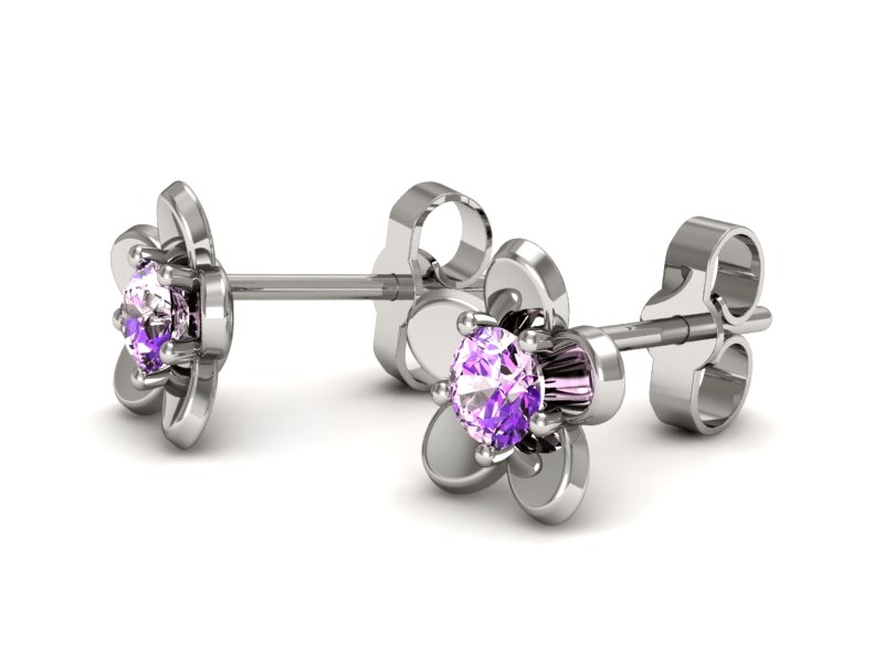 Złote kolczyki z ametystami białe złoto - k16218bat — zdjęcie 2