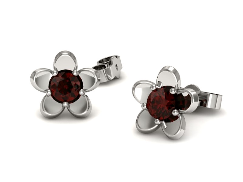 Złote kolczyki z granatami białe złoto - k16218bgr — zdjęcie 3