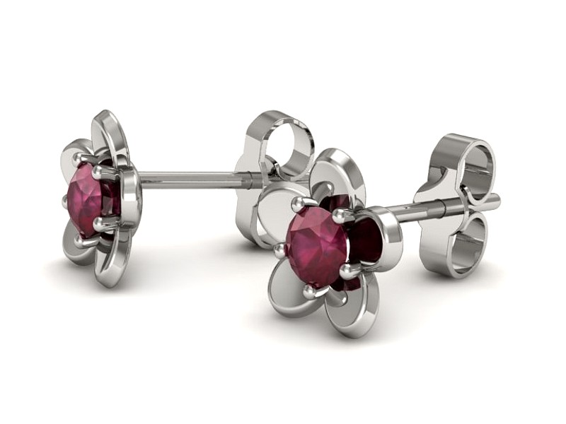 Złote kolczyki z rubinami białe złoto - k16218br — zdjęcie 3