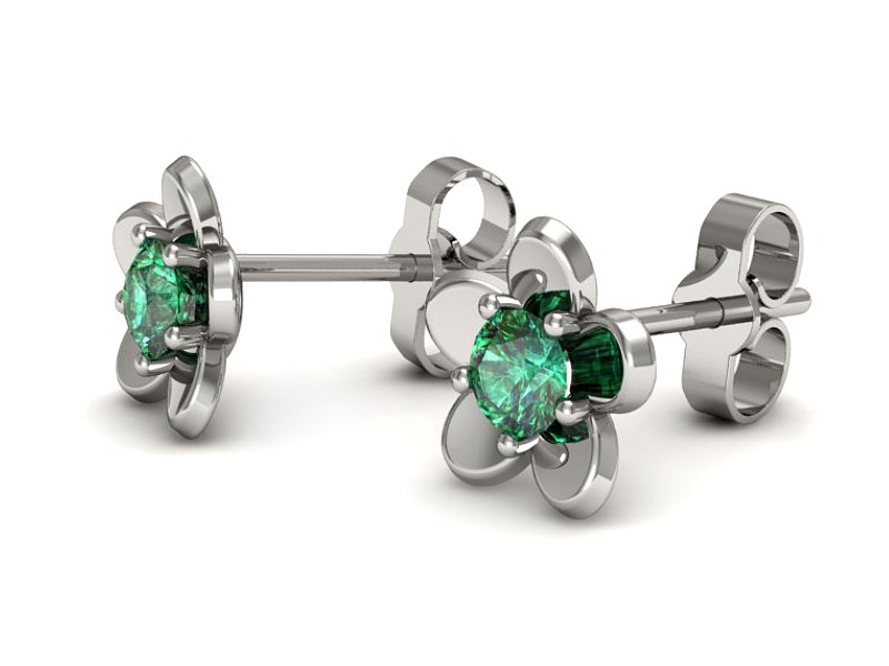 Złote kolczyki ze szmaragdami białe złoto - k16218bsm — zdjęcie 3