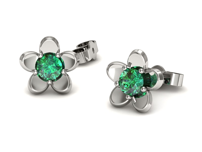 Złote kolczyki ze szmaragdami białe złoto - k16218bsm — zdjęcie 2