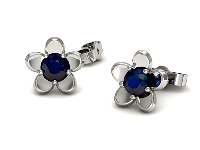 Złote kolczyki z szafirami białe złoto - k16218bsz — zdjęcie 2