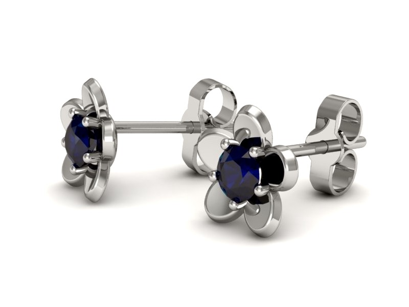 Złote kolczyki z szafirami białe złoto - k16218bsz — zdjęcie 3