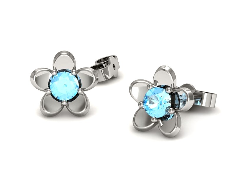 Złote kolczyki z topazami białe złoto - k16218btp — zdjęcie 3