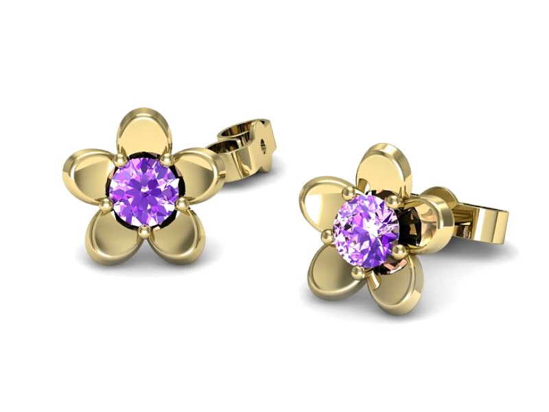 Złote kolczyki żółte złoto z ametystami - k16218zat — zdjęcie 3