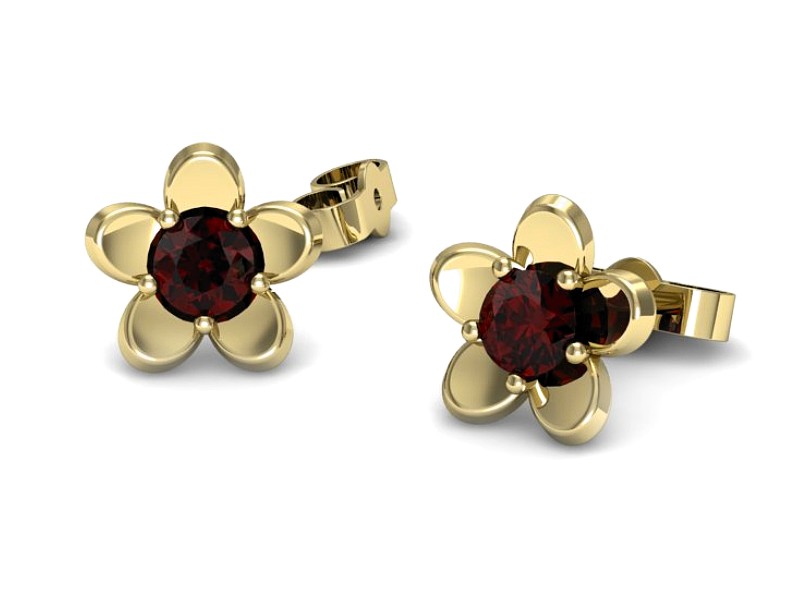 Złote kolczyki żółte złoto z granatami - k16218zgr — zdjęcie 3