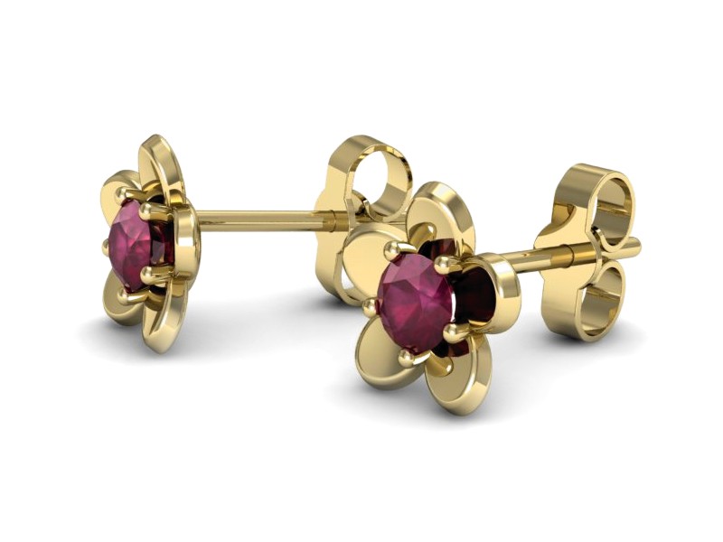 Złote kolczyki z rubinami żółte złoto - k16218zr — zdjęcie 3