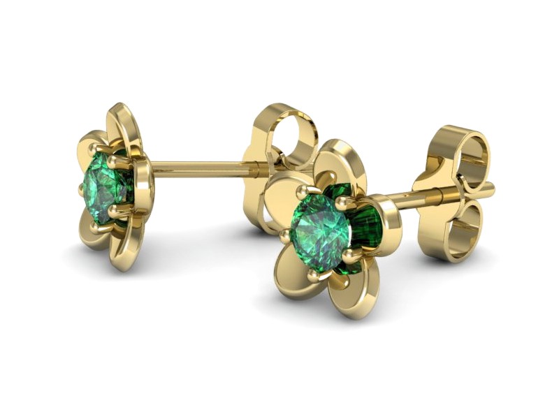 Złote kolczyki ze szmaragdami żółte złoto - k16218zsm — zdjęcie 3
