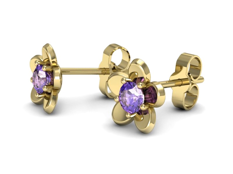 Złote kolczyki żółte złoto z tanzanitami - k16218zt — zdjęcie 3