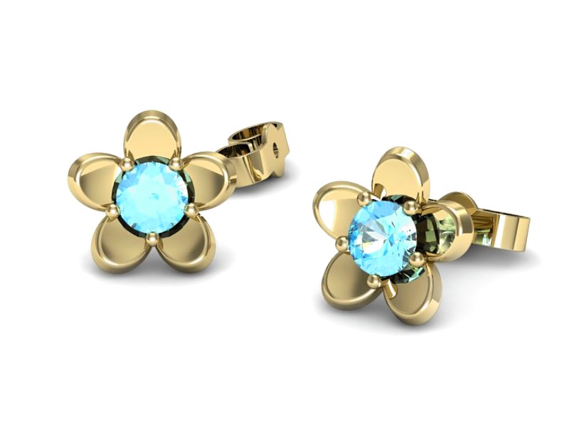 Złote kolczyki żółte złoto z topazami - k16218ztp — zdjęcie 3