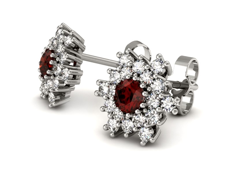 Złote kolczyki z granatami i brylantami - k16227bgr — zdjęcie 3