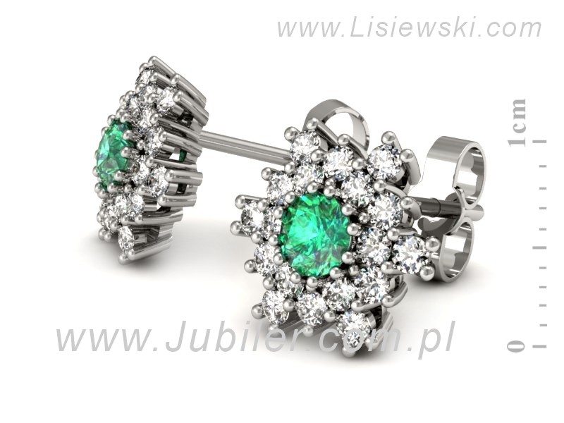 Złote kolczyki ze szmaragdami i brylantami - k16227bsm — zdjęcie 3