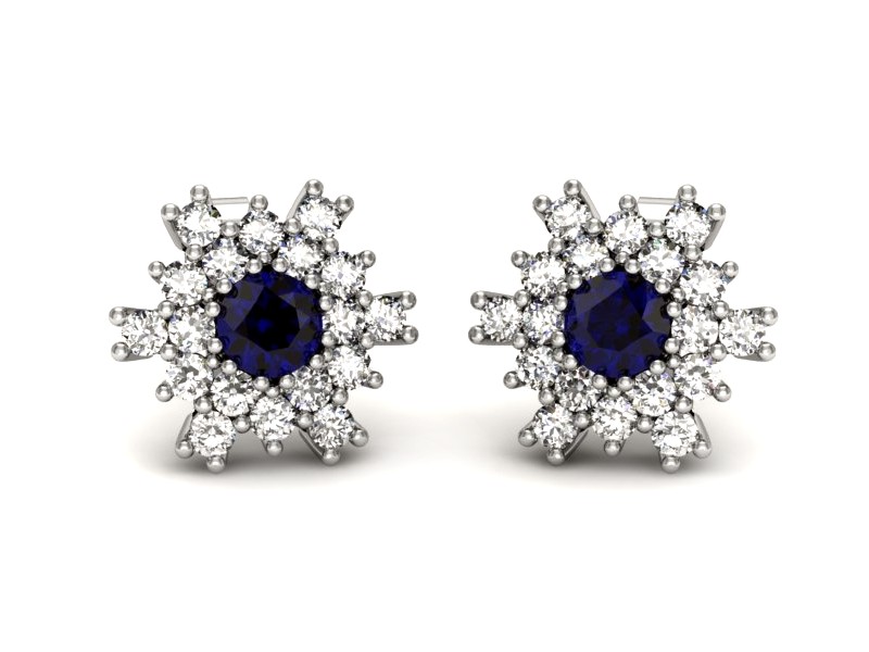 Złote kolczyki ze spinelami i brylantami - k16227bsp