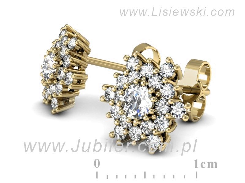 Złote kolczyki z brylantami żółte złoto - k16227z — zdjęcie 3