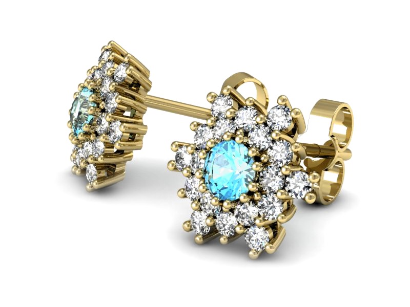 Kolczyki żółte złoto z topazami i brylantami - k16227za — zdjęcie 3