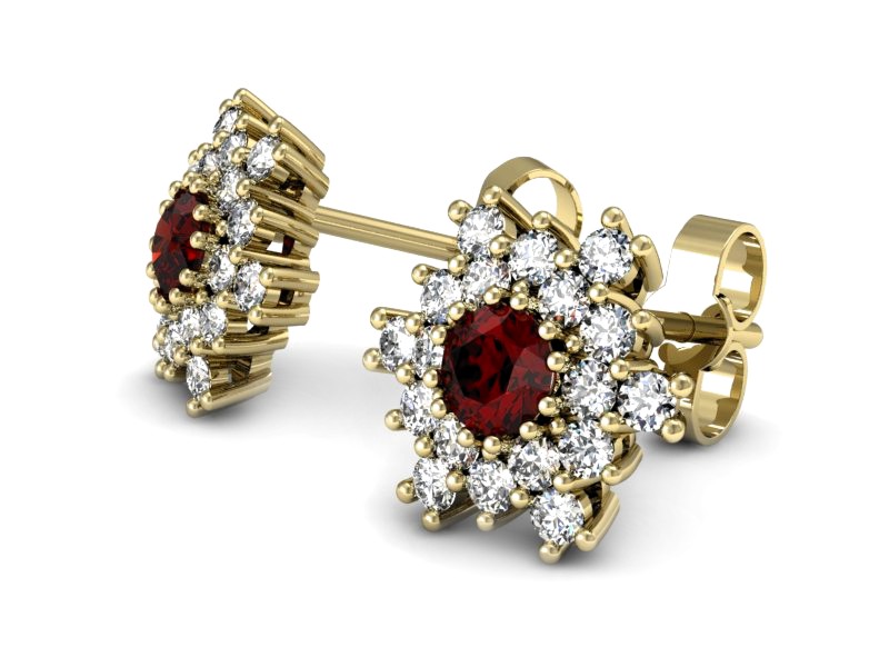 Kolczyki żółte złoto z granatami i brylantami - k16227zgr — zdjęcie 3