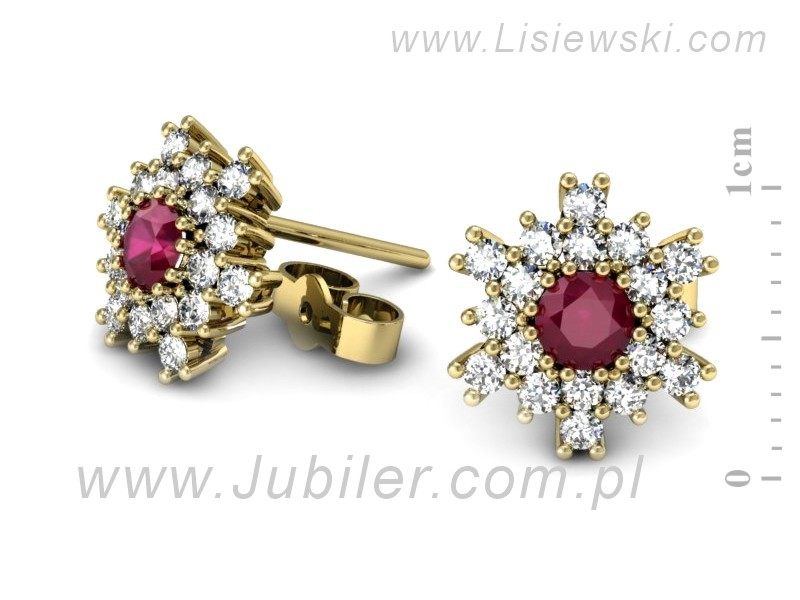 Kolczyki z rubinami i brylantami żółte złoto - k16227zr — zdjęcie 2