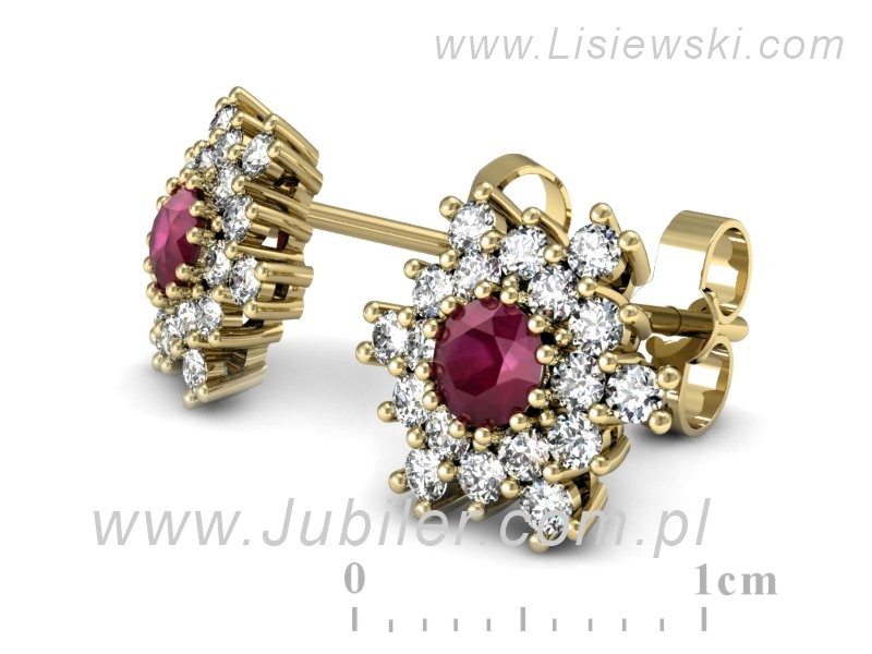 Kolczyki z rubinami i brylantami żółte złoto - k16227zr — zdjęcie 3