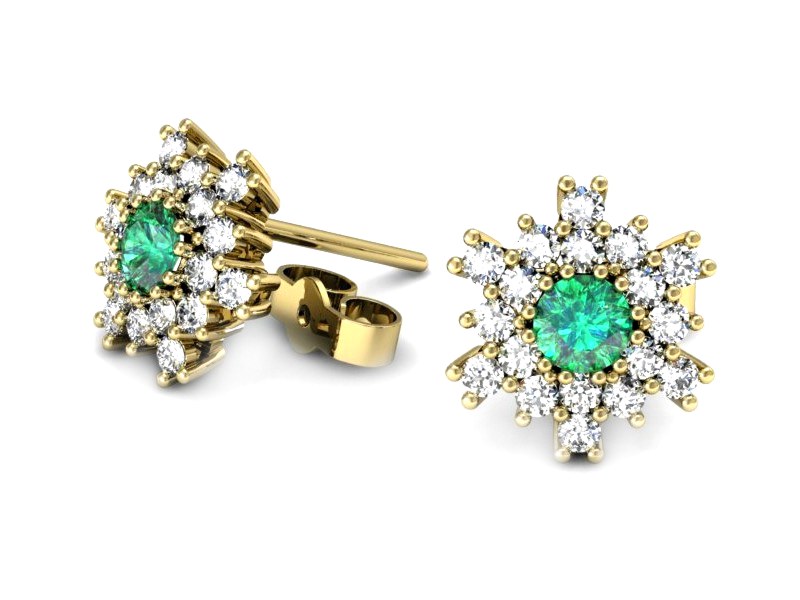 Złote kolczyki ze szmaragdami z brylantami - k16227zsm — zdjęcie 3