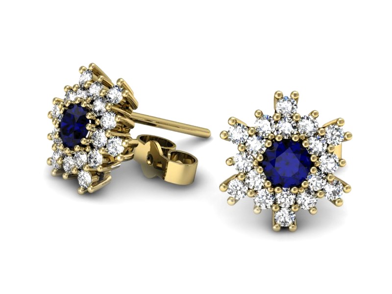 Kolczyki ze spinelami i brylantami żółte złoto - k16227zsp — zdjęcie 2