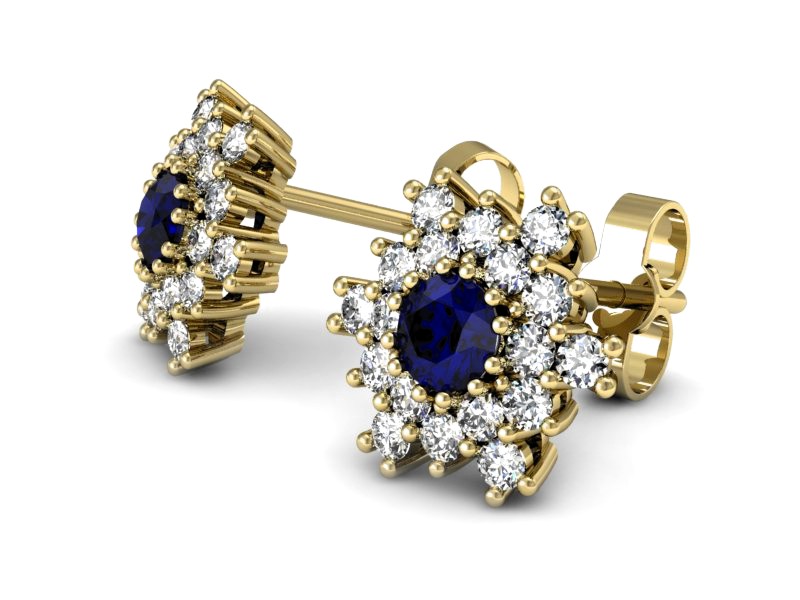 Kolczyki ze spinelami i brylantami żółte złoto - k16227zsp — zdjęcie 3