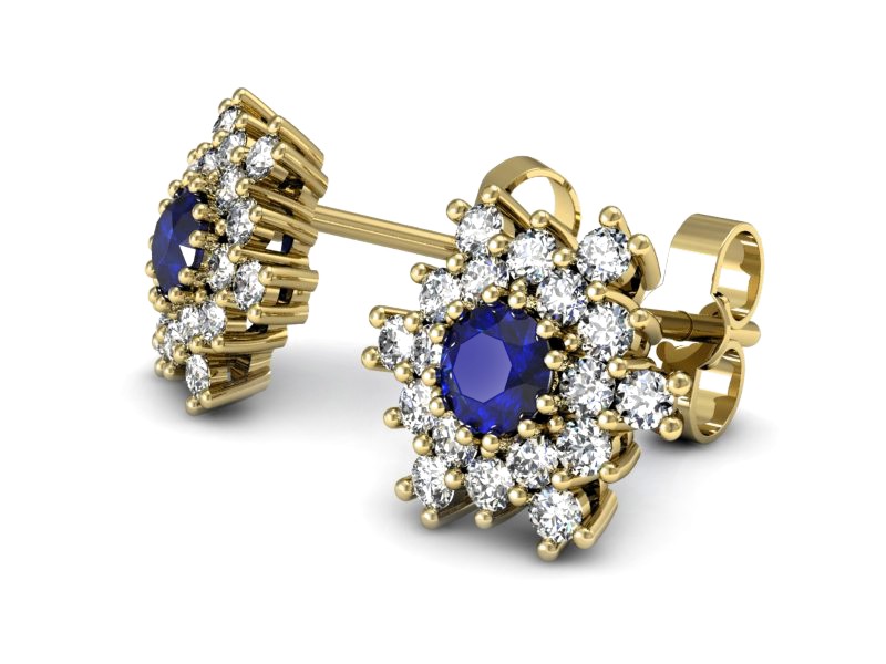 Kolczyki z szafirami żółte złoto i brylantami - k16227zszc — zdjęcie 3