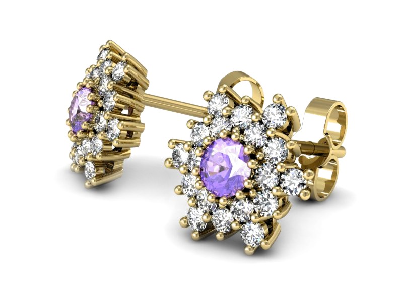 Kolczyki z tanzanitami i brylantami żółte złoto - k16227zt — zdjęcie 3