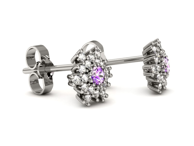 Kolczyki z ametystami i brylantami białe złoto - k16228bat — zdjęcie 2
