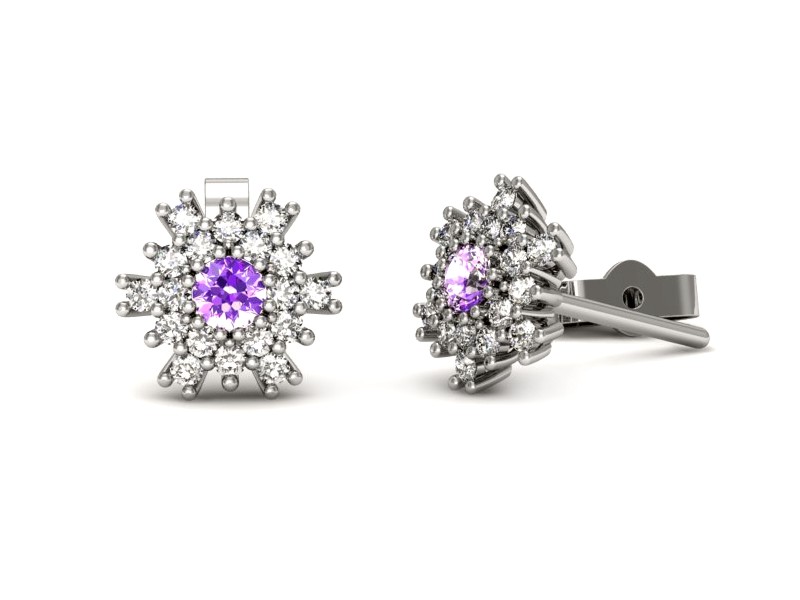 Kolczyki z ametystami i brylantami białe złoto - k16228bat — zdjęcie 3