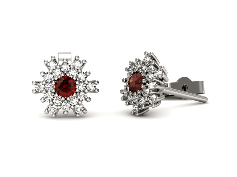 Złote kolczyki z granatami i brylantami - k16228bgr — zdjęcie 3