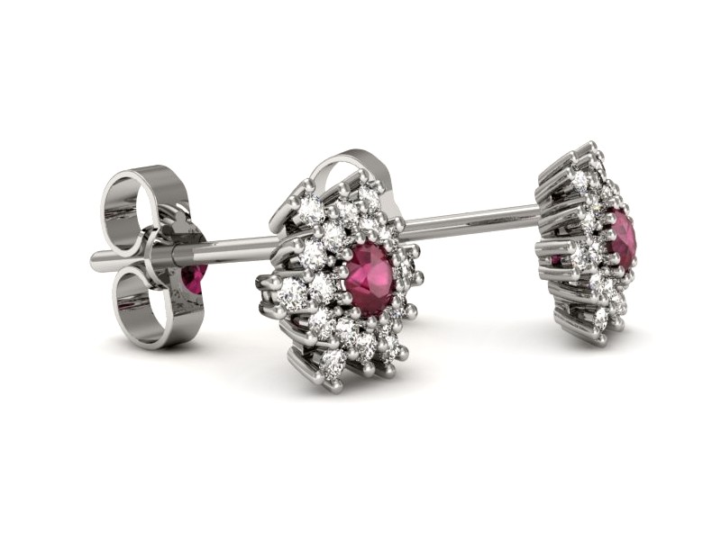 Złote kolczyki z rubinami i brylantami - k16228br — zdjęcie 2