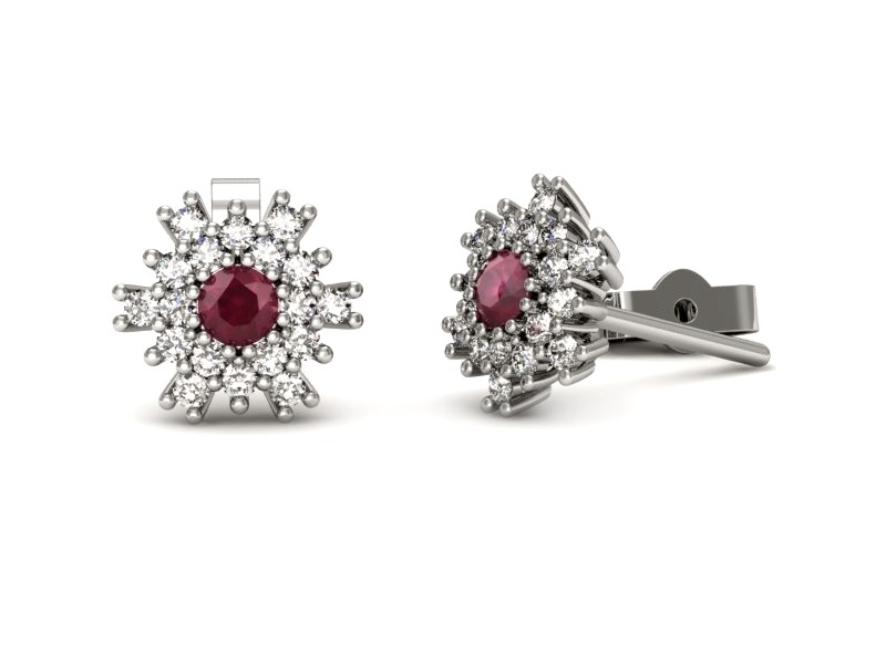 Złote kolczyki z rubinami i brylantami - k16228br — zdjęcie 3