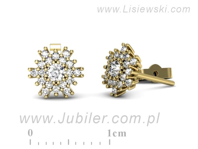 Złote kolczyki z brylantami żółte złoto - k16228z — zdjęcie 3