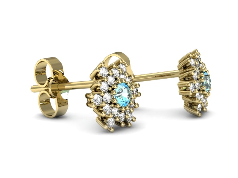 Kolczyki żółte złoto z topazami i brylantami - k16228za — zdjęcie 2