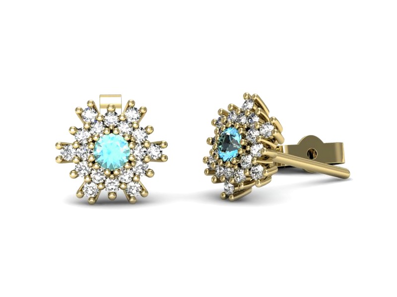 Kolczyki żółte złoto z topazami i brylantami - k16228za — zdjęcie 3