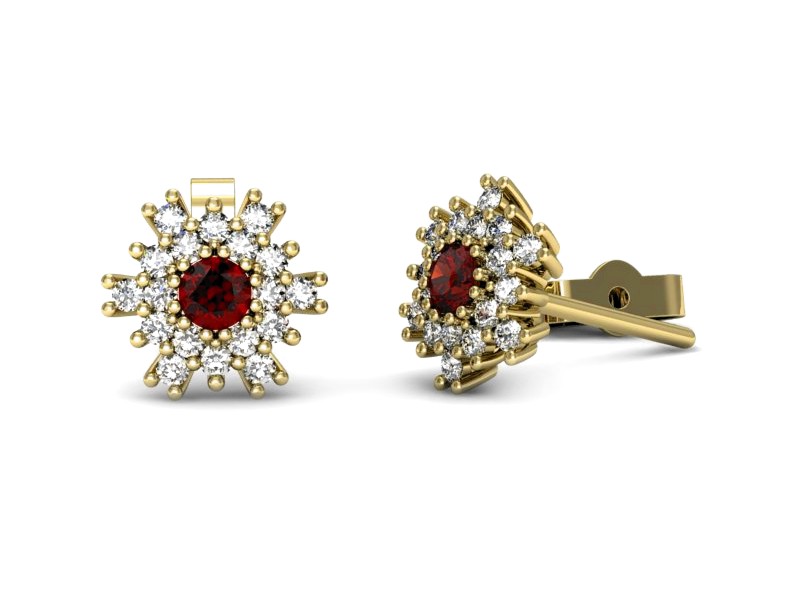 Kolczyki z granatami i brylantami - k16228zgr — zdjęcie 3