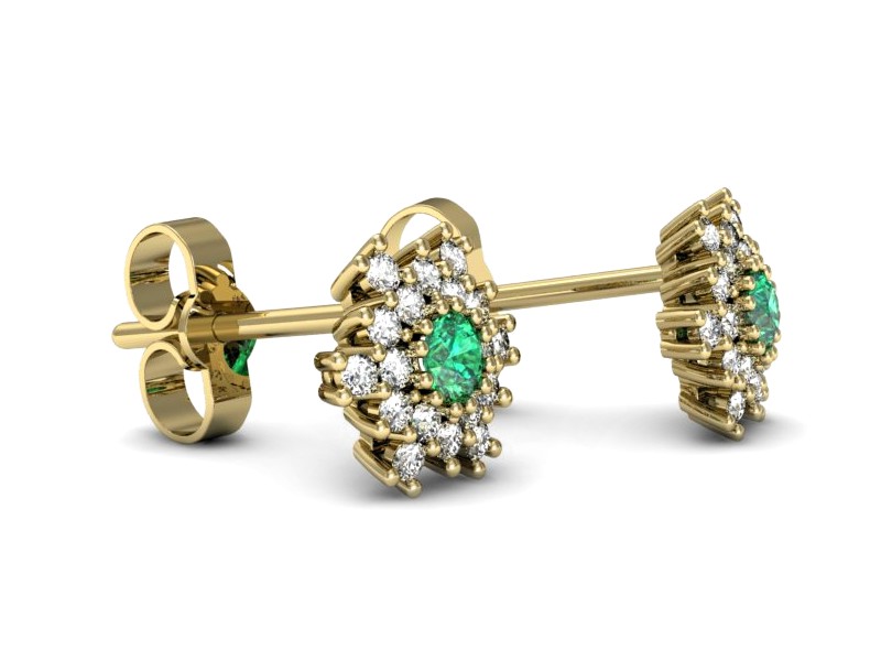 Złote kolczyki ze szmaragdami z brylantami - k16228zsm — zdjęcie 2