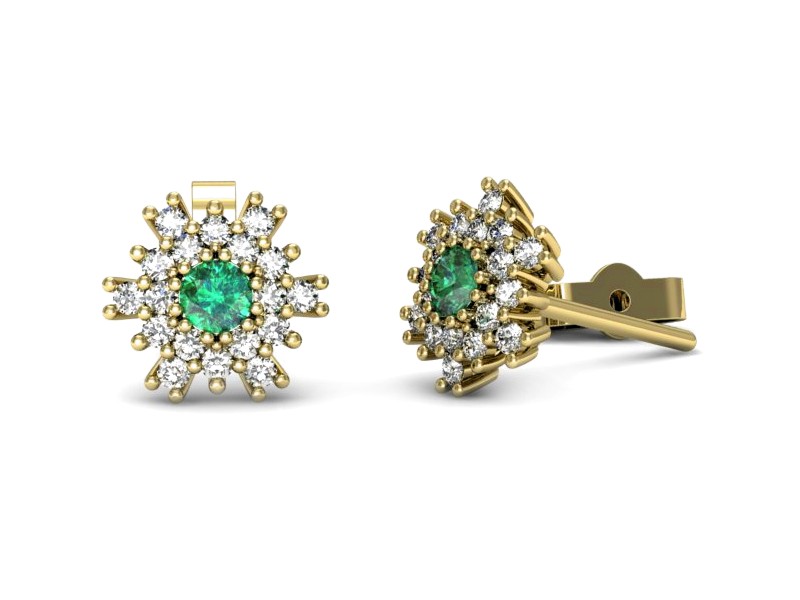 Złote kolczyki ze szmaragdami z brylantami - k16228zsm — zdjęcie 3