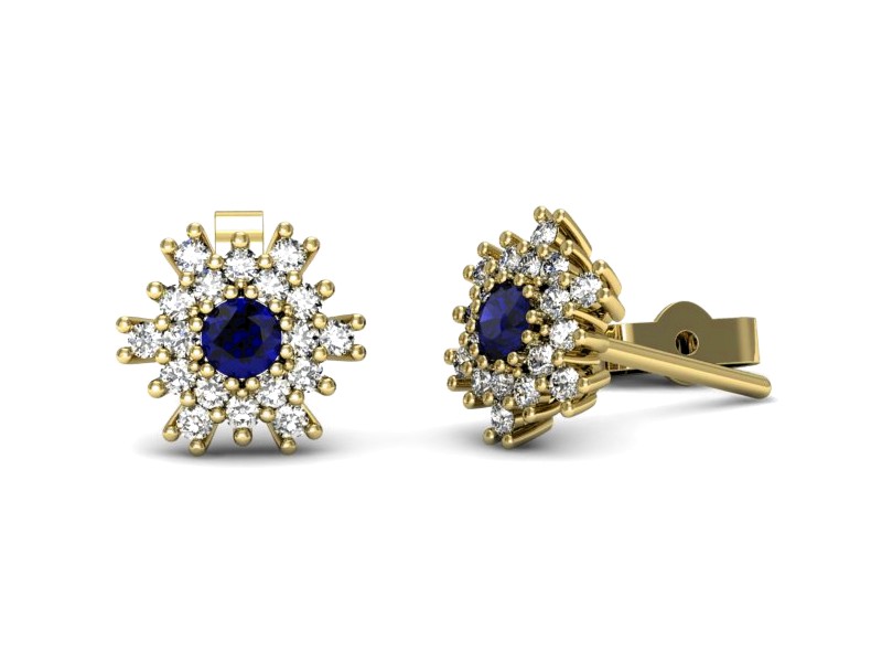 Kolczyki ze spinelami i brylantami żółte złoto - k16228zsp — zdjęcie 3