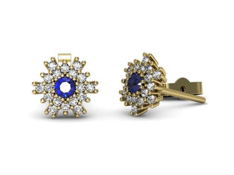 Kolczyki z szafirami żółte złoto i brylantami - k16228zszc — zdjęcie 3