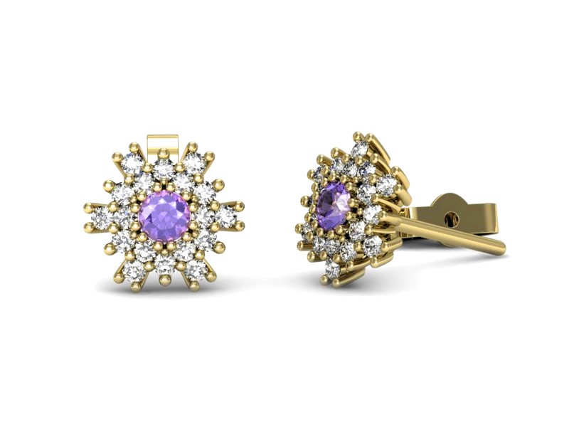 Kolczyki z tanzanitami i brylantami żółte złoto - k16228zt — zdjęcie 3