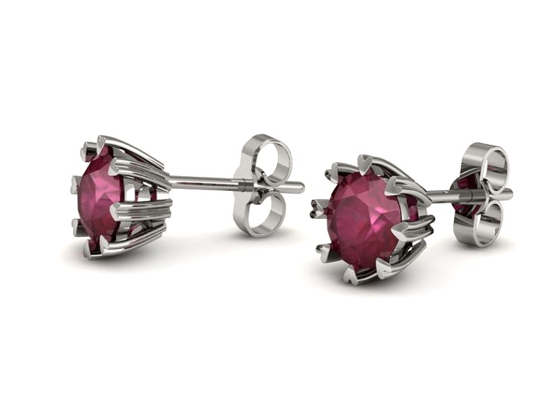 Złote kolczyki z rubinami białe złoto - k16307br — zdjęcie 3