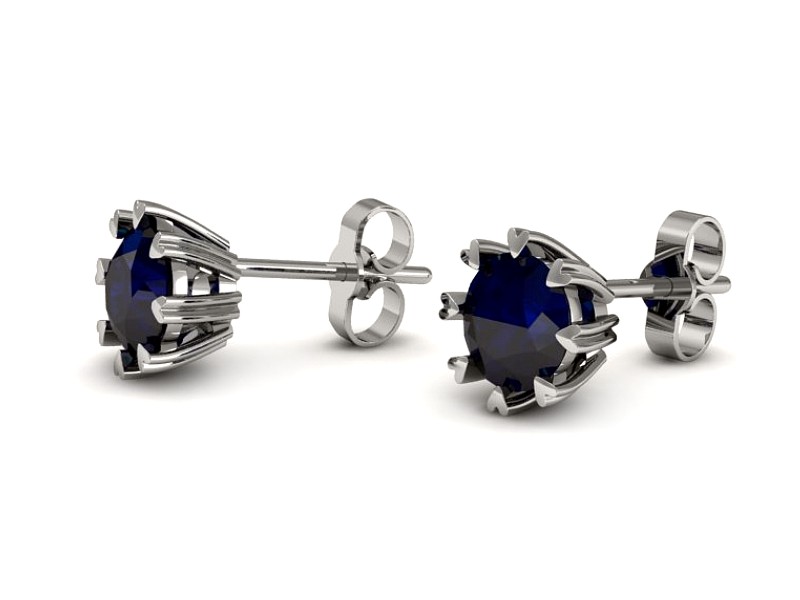Złote kolczyki z szafirami białe złoto - k16307bsz — zdjęcie 3