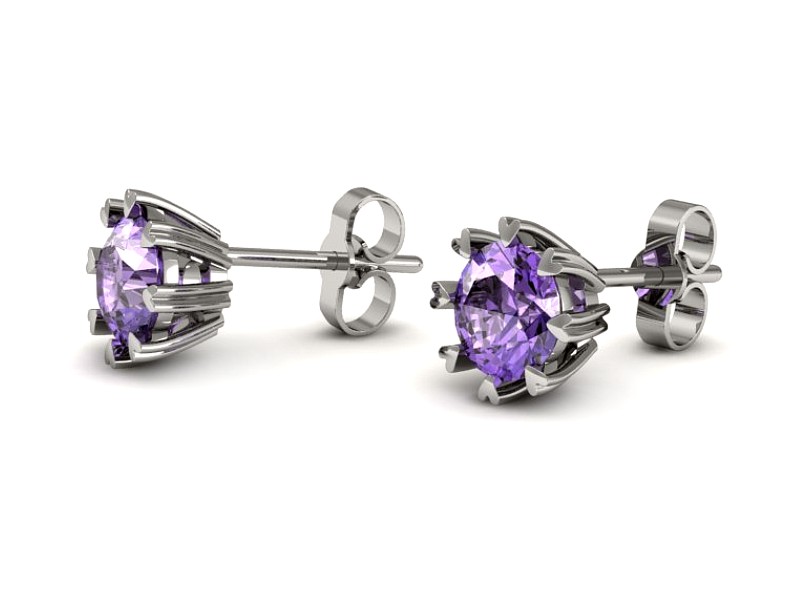 Złote kolczyki z tanzanitami białe złoto - k16307bt — zdjęcie 3