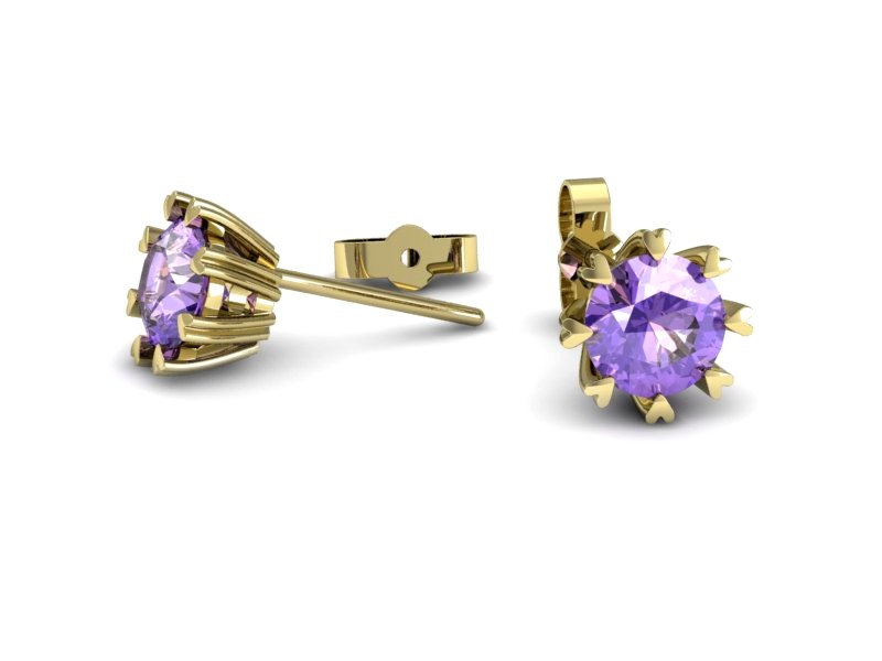 Złote kolczyki żółte złoto z tanzanitami - k16307zt — zdjęcie 2
