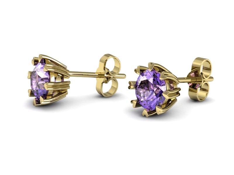 Złote kolczyki żółte złoto z tanzanitami - k16307zt — zdjęcie 3